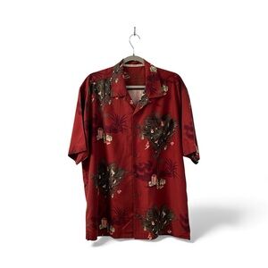 Tommy Bahama Silk Blend Holiday Theme Hawaiian Shirt  L